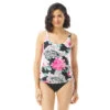 Carmen Marc Valvo Over The Shoulder Draw Cord Tankini Top - Botanico Rosa 1 Carmen Marc Valvo Over The Shoulder Draw Cord Tankini Top - Botanico Rosa -Beach Fit Fashion C2H268 001