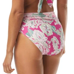Carmen Marc Valvo Scarf Tie High Waist Bikini Bottom - Bellagio Paisley -Beach Fit Fashion C2J433 970 alt01