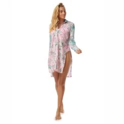 Carmen Marc Valvo Convertible Front Tie Shirt Cover Up - Bellagio Paisley -Beach Fit Fashion C2J864 970 alt02