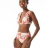 Carmen Marc Valvo Ruched Bikini Top - Tiger Lily -Beach Fit Fashion C3M477 603 R