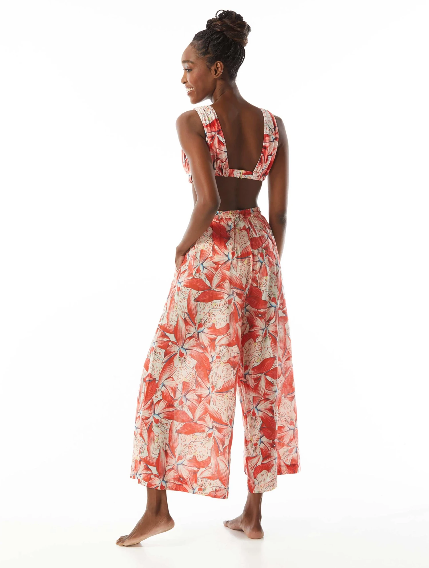 Carmen Marc Valvo Cropped Wide Leg Cover Up Pants - Tiger Lily 4 Carmen Marc Valvo Cropped Wide Leg Cover Up Pants - Tiger Lily - Image 2