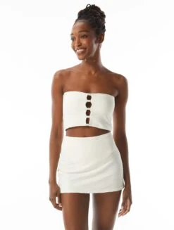 Carmen Marc Valvo Bandeau Crop Bikini Top - Wave Texture -Beach Fit Fashion C3S487 110 alt02 R