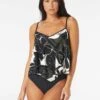 Carmen Marc Valvo Flyaway Scarf Tankini Top - Wild Plumeria -Beach Fit Fashion C3T449 001