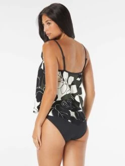 Carmen Marc Valvo Flyaway Scarf Tankini Top - Wild Plumeria -Beach Fit Fashion C3T449 001 alt01