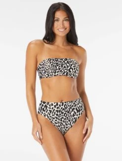 Carmen Marc Valvo Reversible Bandeau Bikini Top - Foil Jungle Cheetah