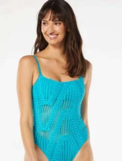 Carmen Marc Valvo Scoop Neck One Piece Swimsuit - Pyramid Texture -Beach Fit Fashion C4R515 459 alt02