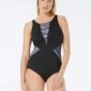 Gabar Chlorine Resistant Print Inset High Neck One Piece Swimsuit - High Tide 1 Gabar Chlorine Resistant Print Inset High Neck One Piece Swimsuit - High Tide -Beach Fit Fashion G1E242 004