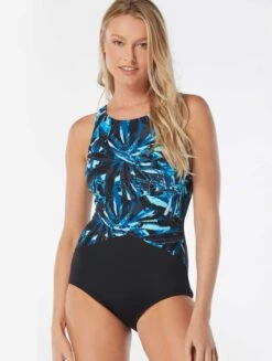 Gabar Chlorine Resistant High Neck One Piece Swimsuit - Ocean Fern