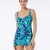 Gabar Chlorine Resistant Twist Bra Swim Dress - Ocean Fern