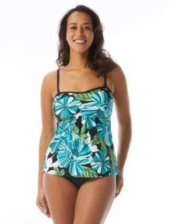 Beach House Payton Strappy Back Bandeau Tankini Top - Deco Garden