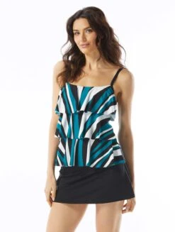 Beach House Swim Jane Ruffle Tiered Tankini Top - Wave Pool Stripe 8 Beach House Swim Jane Ruffle Tiered Tankini Top - Wave Pool Stripe -Beach Fit Fashion H08025 001 alt02 R