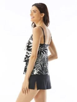 Beach House Swim Jane Ruffle Tiered Tankini Top - Abstract Palm -Beach Fit Fashion H14025 001 alt03 R