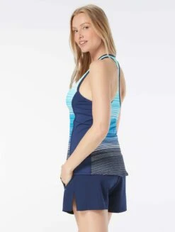 Beach House Swim Erinna Racerback Zipper Front Tankini Top - Sunset Stripe -Beach Fit Fashion H1A866 511 alt03