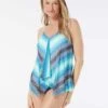 Beach House Swim Kerry Mesh Layer Underwire Tankini Top - Sunset Stripe
