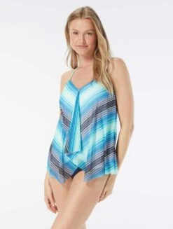 Beach House Swim Kerry Mesh Layer Underwire Tankini Top - Sunset Stripe