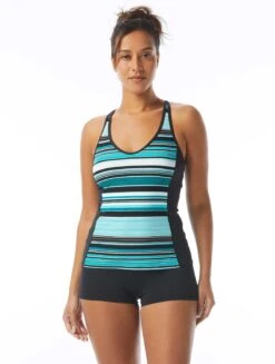 Beach House Sport Ambition Slim Fit Cross Back Tankini Top - Shorelines -Beach Fit Fashion H20982 970 alt02 R