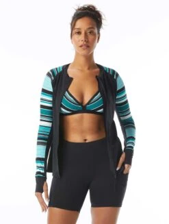 Beach House Sport Ava Zip Front Rash Guard - Shorelines -Beach Fit Fashion H20984 970 alt03 R