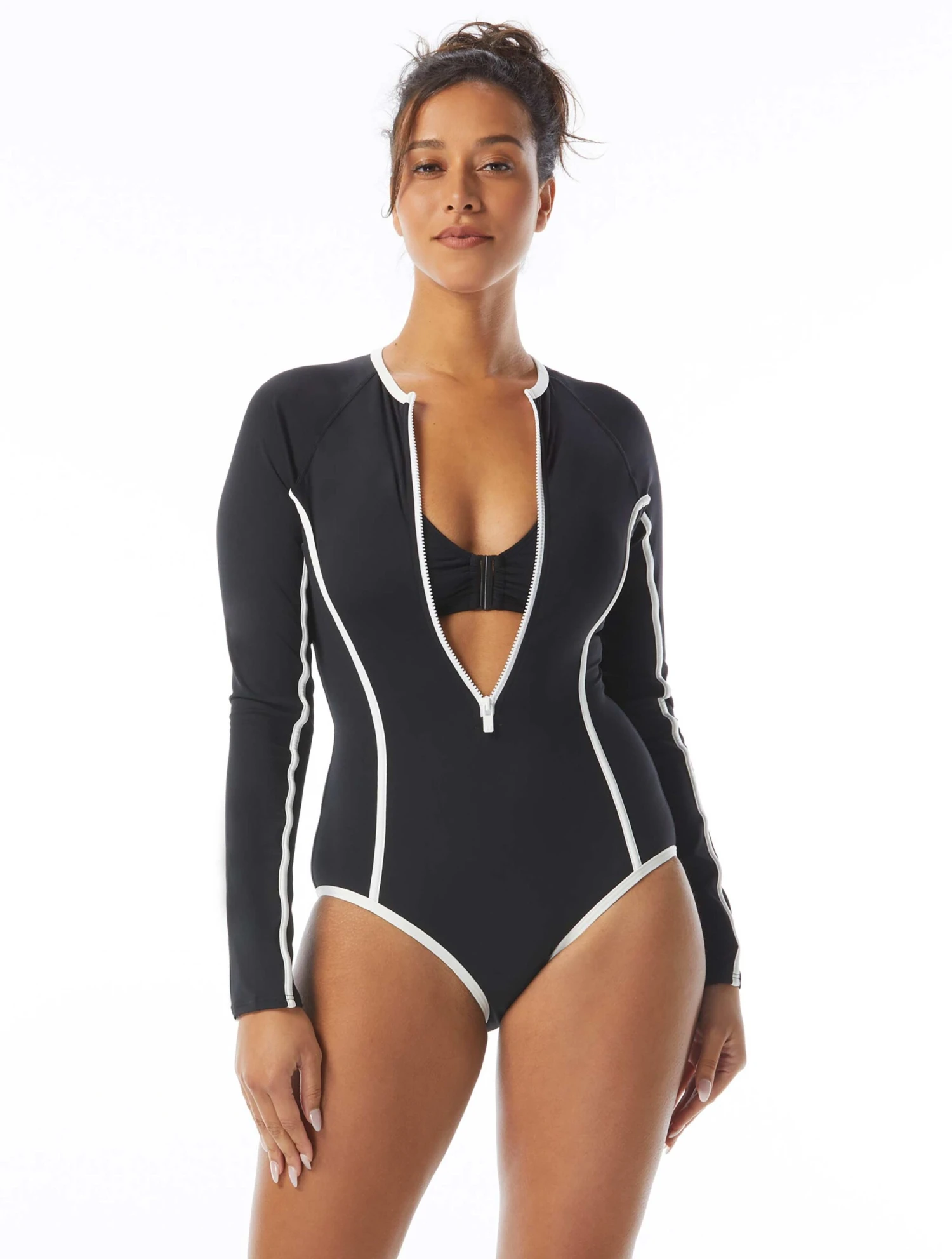 Beach House Sport Sculpt Long Sleeve Zip Front One Piece Swimsuit - Piping 3 Beach House Sport Sculpt Long Sleeve Zip Front One Piece Swimsuit - Piping