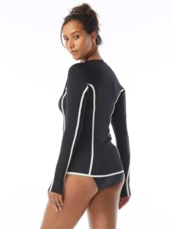 Beach House Sport Ava Zip Front Rash Guard - Piping -Beach Fit Fashion H22719 001 alt02 R