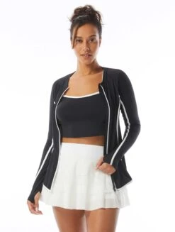 Beach House Sport Ava Zip Front Rash Guard - Piping -Beach Fit Fashion H22719 001 alt03 R