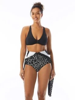 Beach House Sport Sculpt Long Sleeve Zip Front One Piece Swimsuit - Desert Giraffe -Beach Fit Fashion H28954 001 alt03 R