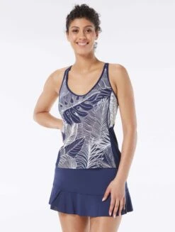 Beach House Sport Ambition Fitted Cross Back Tankini Top - Paradise Palm