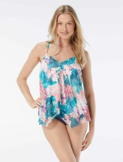 Beach House Swim Kerry Mesh Layer Underwire Tankini Top - Island Floral