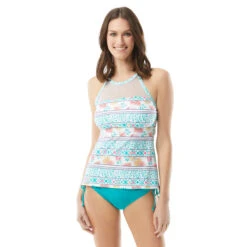 Beach House Exhilarate High Neck Tankini Top - On The Vine