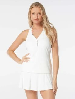 Beach House Swim Nina Ruffled Trim Tankini Top - Pique Solids