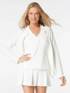 Beach House Swim Phoebe Relaxed Fit Ruffled Sun Guard - Pique Solids -Beach Fit Fashion H51750 100 alt02