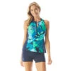 Beach House Sport Racer Zip Front Tankini - Girl's Best Frond