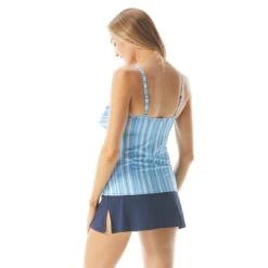 Beach House Swim Jane Ruffle Tankini Top - Seaglass Stripe -Beach Fit Fashion H79025 435 alt03