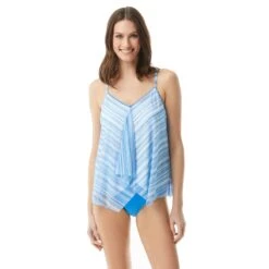 Beach House Swim Kerry Mesh Layer Underwire Tankini Top - Seaglass Stripe