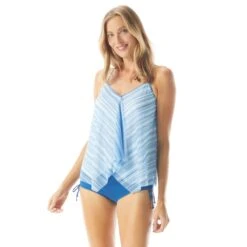 Beach House Swim Kerry Mesh Layer Underwire Tankini Top - Seaglass Stripe -Beach Fit Fashion H79893 435 alt02