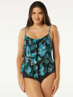 Beach House Swim Portia Mesh Layer Tankini Top - Vineyard Floral