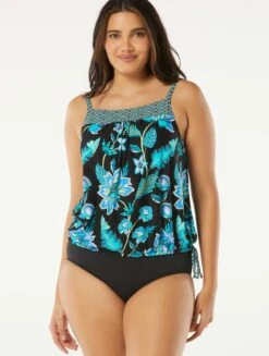 Beach House Swim Audrey Blouson Tankini Top - Vineyard Floral -Beach Fit Fashion H95529 001 alt02