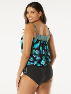 Beach House Swim Audrey Blouson Tankini Top - Vineyard Floral -Beach Fit Fashion H95529 001 alt03