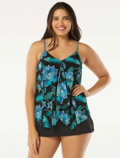 Beach House Swim Kerry Mesh Layer Underwire Tankini Top - Vineyard Floral