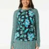 Beach House Swim Mary Relaxed Fit Zip Front Rash Guard - Vineyard Floral
