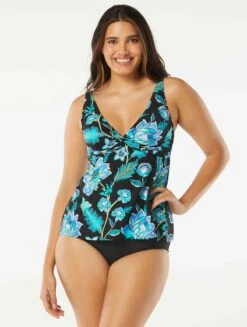 Beach House Swim Willow Twist Front Underwire Tankini Top - Vineyard Floral