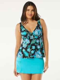 Beach House Swim Willow Twist Front Underwire Tankini Top - Vineyard Floral -Beach Fit Fashion H95970 001 alt02