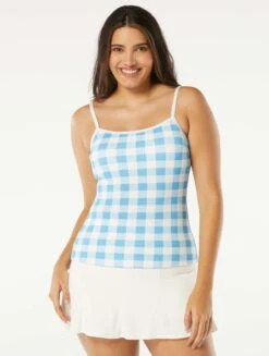 Beach House Swim Lexi Fitted Tankini Top - Summer Gingham -Beach Fit Fashion H96739 437 alt04