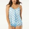 Beach House Swim Kerry Mesh Layer Underwire Tankini Top - Summer Gingham -Beach Fit Fashion H96893 437