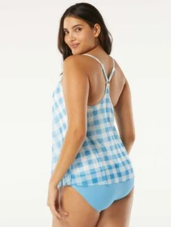 Beach House Swim Kerry Mesh Layer Underwire Tankini Top - Summer Gingham -Beach Fit Fashion H96893 437 alt01