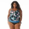 Beach House Plus Size Sarah Side Tie Blouson Tankini Top - Floral Fantasy -Beach Fit Fashion HW04012 004