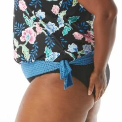Beach House Plus Size Sarah Side Tie Blouson Tankini Top - Floral Fantasy 7 Beach House Plus Size Sarah Side Tie Blouson Tankini Top - Floral Fantasy -Beach Fit Fashion HW04012 004 alt02