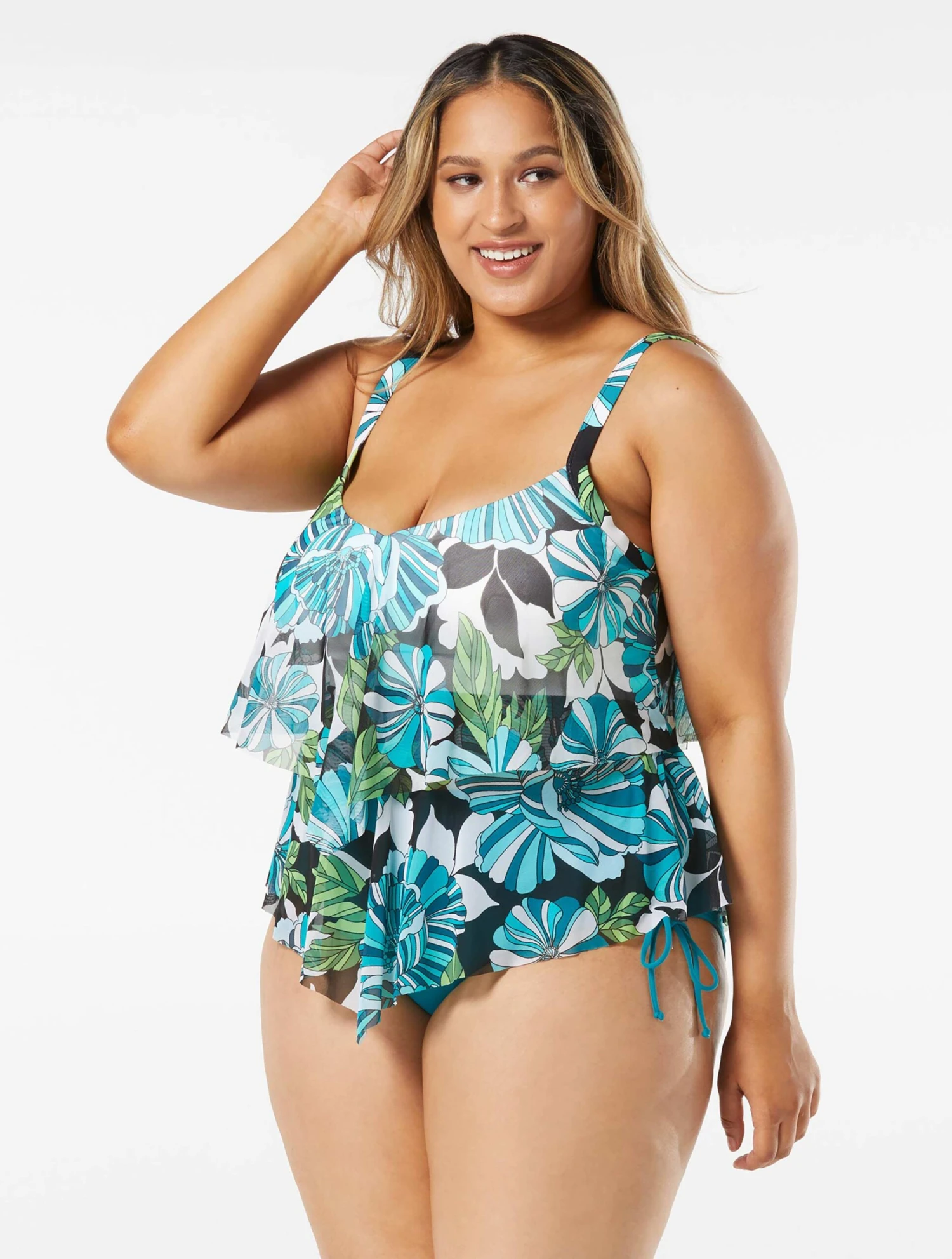 Beach House Swim Plus Size Portia Mesh Layer Tankini Top - Deco Garden 7 Beach House Swim Plus Size Portia Mesh Layer Tankini Top - Deco Garden - Image 5