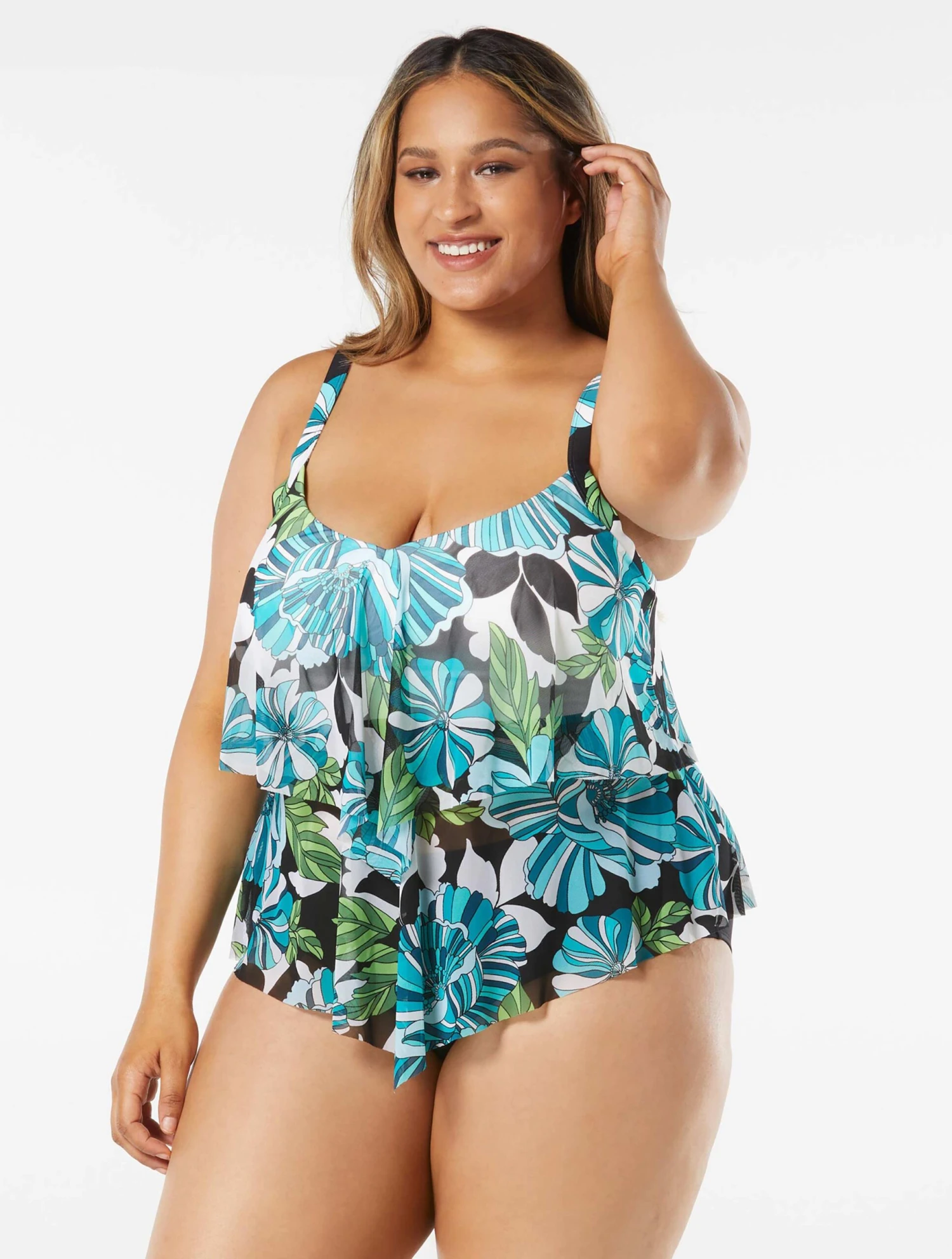 Beach House Swim Plus Size Portia Mesh Layer Tankini Top - Deco Garden 9 Beach House Swim Plus Size Portia Mesh Layer Tankini Top - Deco Garden - Image 7