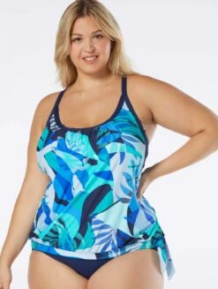 Beach House Sport Plus Size Triumph Double Layer Tankini Top - Geo Palm