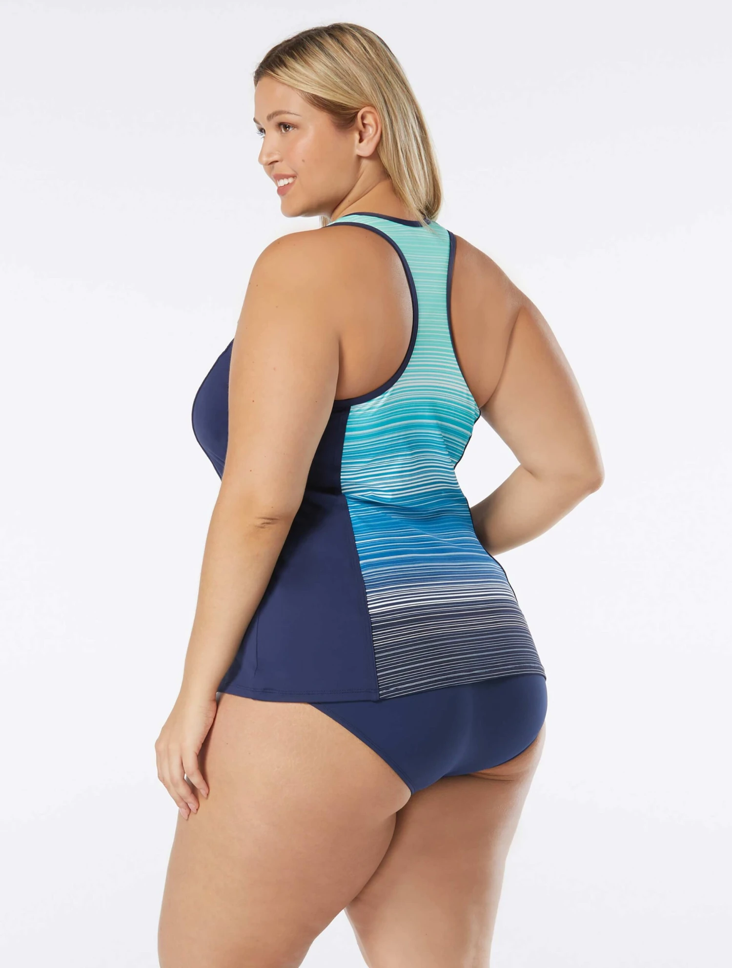 Beach House Swim Plus Size Erinna Racerback Zipper Front Tankini Top - Sunset Stripe 4 Beach House Swim Plus Size Erinna Racerback Zipper Front Tankini Top - Sunset Stripe - Image 2
